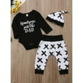 thumbnail image 3 of Hirigin Newborn Baby Boy Clothes Outfit Set Long Sleeve Romper Jumpsuit Pants Leggings Hat Handsome Just Like Dad, 3 of 7