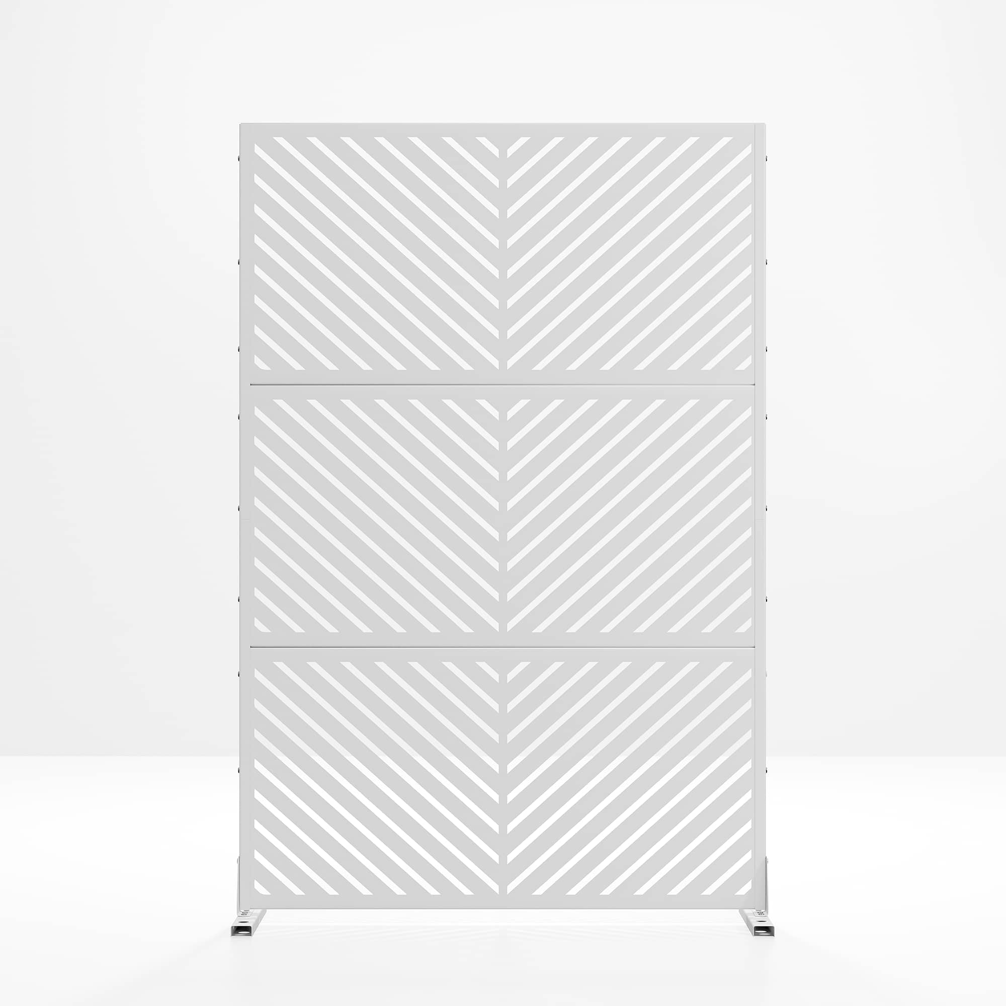 MAYEERTY 72"x47" Outdoor Privacy Screen, Freestanding Metal Room Dividers Decorative Screen, White