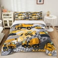 thumbnail image 4 of Boys Cartoon Car Bedding Set Kids Construction Vehicles Comforter for Kids Children Cartoon Machinery Truck Comforter Set Construction Site Cars Duvet Set Full Size 3Pcs, 4 of 6