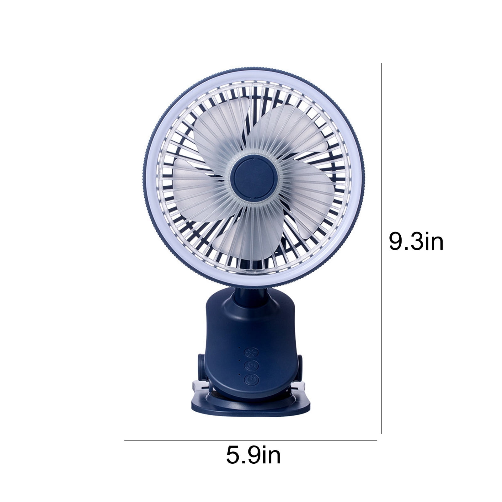 Gecau 2400mAh Rechargeable Clip On Fan With, 3 Speeds Portable Desk Fan For Treadmill, Cart, Bed, Car Seat, Baby Stroller Blue Novelty