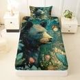 thumbnail image 3 of Erosebridal Jungle Animal Black Bear Twin Sheet Sets 3pcs For Boys Girls,Teens Oil Painting Style Flowers Butterfly Bedding, 3 of 5