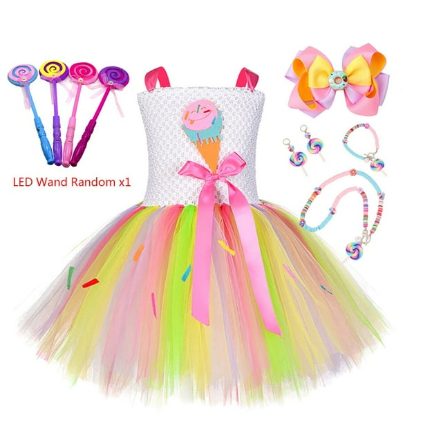 Candy Patch Flower Ninos Fiesta de cumpleanos Vestidos de tutu con diadema Helado rosa Vestido de ninos para ninas Ropa de lujo Outfit3XL 8 10T Gao