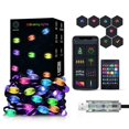 thumbnail image 1 of Décorations de Noël Extérieures Rideaux Lumineux LED Bluetooth, 33 Pieds USB DIY avec Télécommande et Contrôle par Application, Synchronisation Musicale, 8 Modes, Multicolore et Blanc Chaud pour Chambre, Décoration Extérieure de Noël, 1 of 8