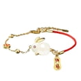 thumbnail image 1 of Visland Women Bracelet Chinese Style Fu Character Auspicious Pendant Gift Half Red Rope Half Chain Faux Jade Rabbit Bangle for Daily, 1 of 8