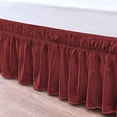 thumbnail image 3 of Pure Dreams Wrap Around Dust Ruffle Bed Skirt, 100% Microfiber, 30 Inch Drop, Easy Fit Elastic Strap- Burgundy King Size, 3 of 6