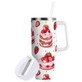 thumbnail image 2 of JSTEL Strawberry Cake Hearts 40 oz Tumbler Stainless Steel Water Bottle Vacuum Insulated Cup with Straw Lid & Handle For Travel Car Cup Holder, 2 of 8