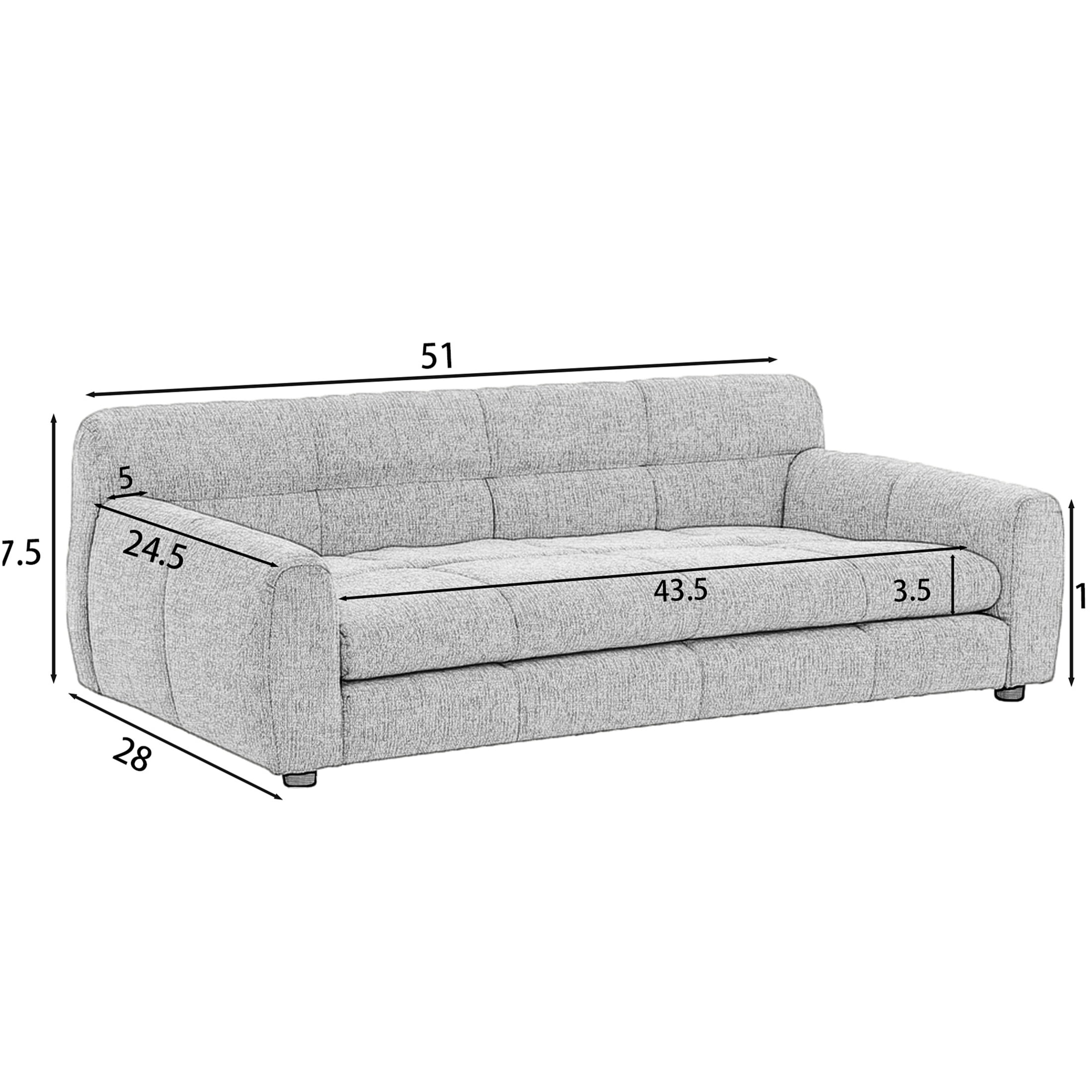 JERFIT Elevated Dog Bed for Large Dogs, Orthopedic Foam Sofa Bed with Backrest & Armrests, Breathable Linen Fabric Pet Bed, Supports up to 130lbs, Modern Furniture Design, Dark Grey