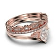 thumbnail image 2 of Gorgeous Minimalist 2.25 Carat Pear Cut Diamond Moissanite Unique Engagement Ring, Affordable Wedding Ring, Two Matching Band In 10K Solid Rose Gold Gift For Her Love, Trio Ring Set, 2 of 4