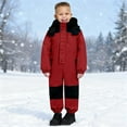 thumbnail image 4 of SERTG Kids One-Piece Ski Suit Set Waterproof Windproof Thermal Insulated Winter Snow Play Fleece-Lined Warm Outdoor Snowsuit Coat and Jumpsuit Set(Red,1-2 Years), 4 of 8