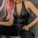 thumbnail image 3 of Bouanq - Tops de cuero para mujer, sexys, sin mangas, estilo camisola con cuello halter y cordones, para fiestas informales, festivales y fiestas., 3 of 7
