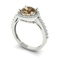 thumbnail image 2 of 1.86 ct Round Cut Simulated Champagne Diamond with Simulated Diamond Halo Accents 18K White Gold Womens Engagement Ring, 2 of 5