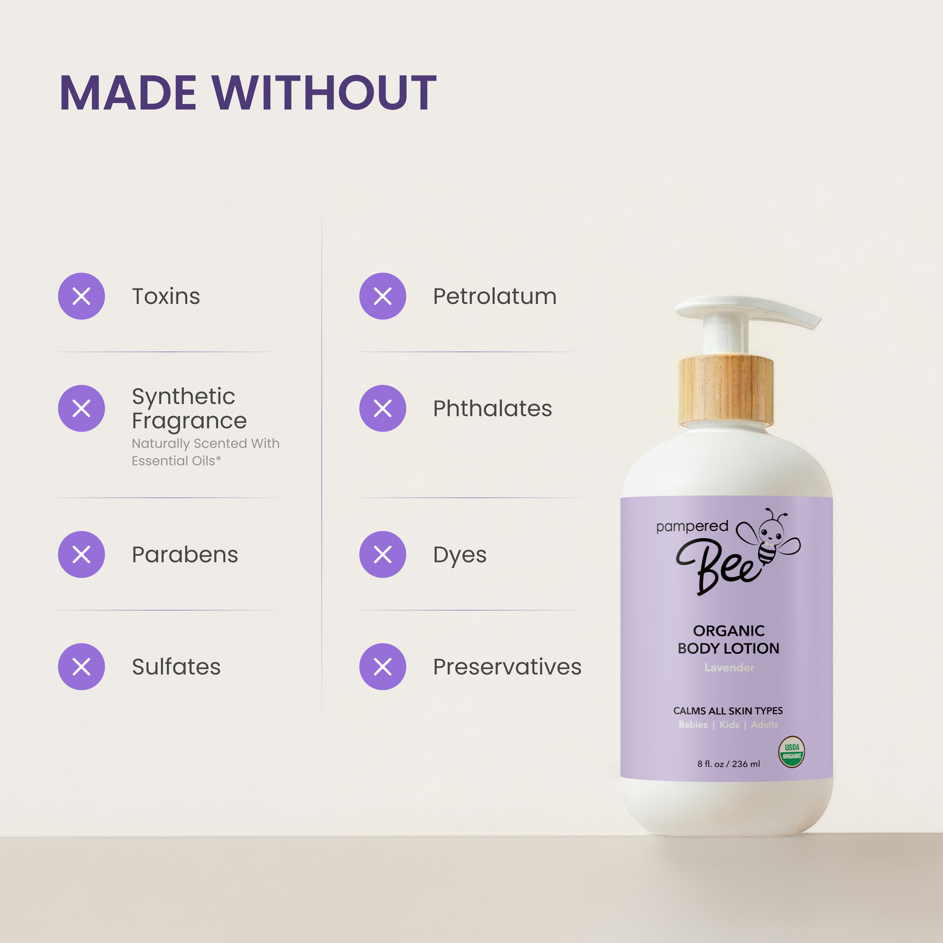 Pampered Bee Lavender Moisturizing Baby Lotion, 8 fl oz photo 3