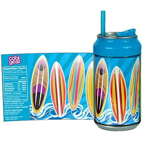 Cool Gear 12 oz. Can Chiller Double Wall Insulated coolgearcan with Spill-Proof Wide Mouth Lid, BPA Free (Tubular Tides)