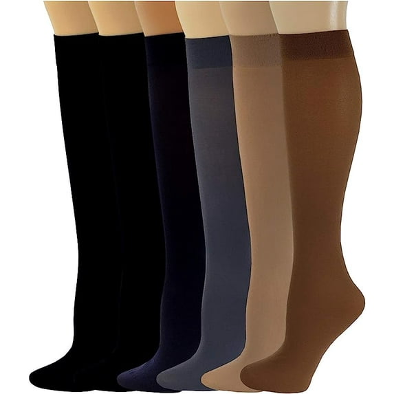 SUMONA Women Queen Opaque Stretchy Spandex Knee High Trouser Socks (6 Pairs)
