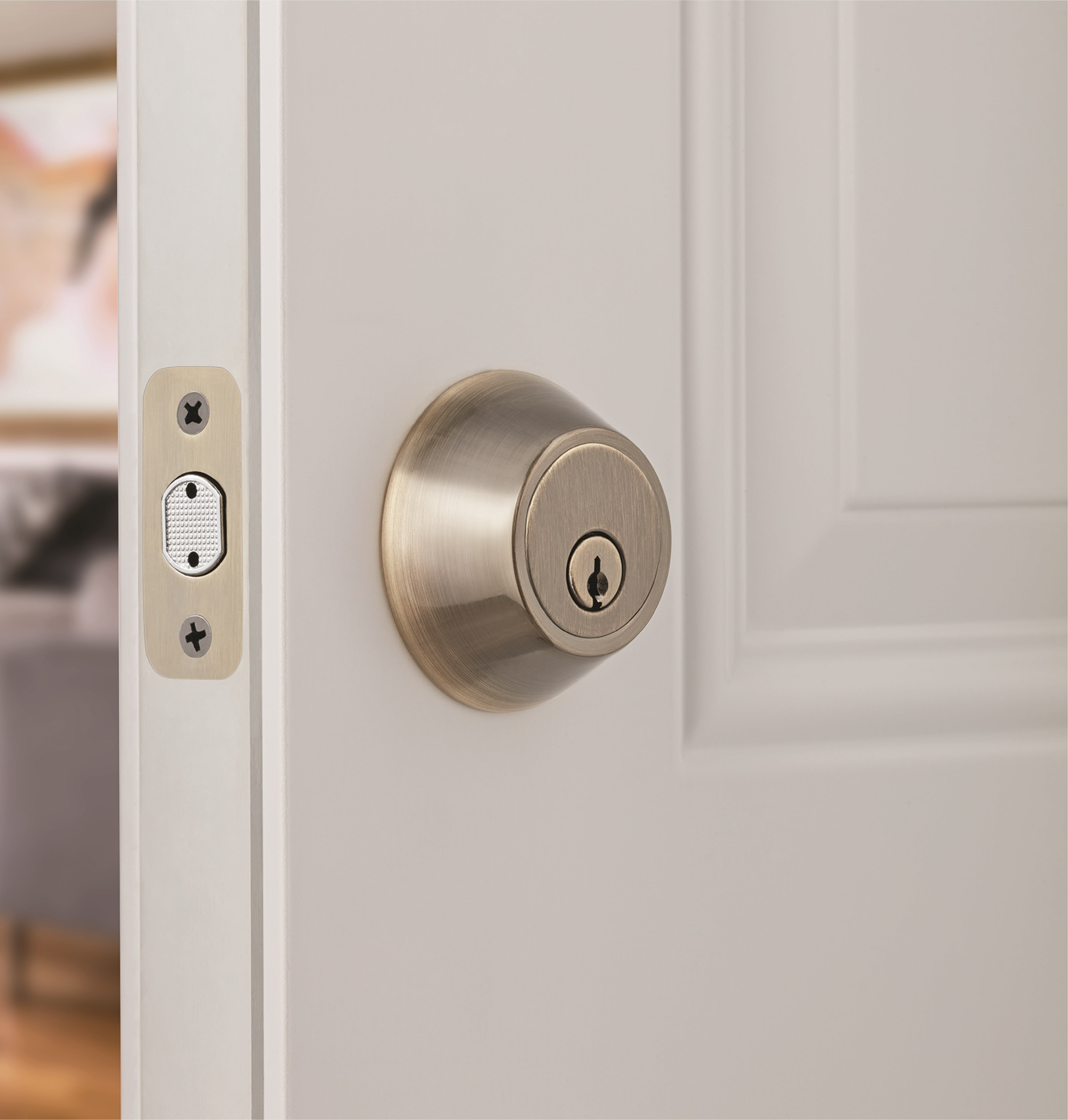 Hyper Tough Keyed Entry Single Cylinder Deadbolt Lock, Antique Brass Finish
