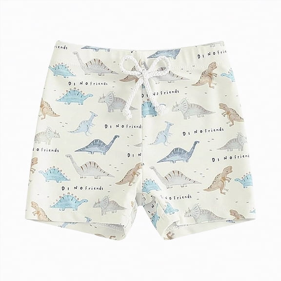 HCNTES Boys Swim Trunks Summer Kids Casual Sunscreen Beach Swimming Short Pants Swimsuit for Boys(White,6-12 Months)