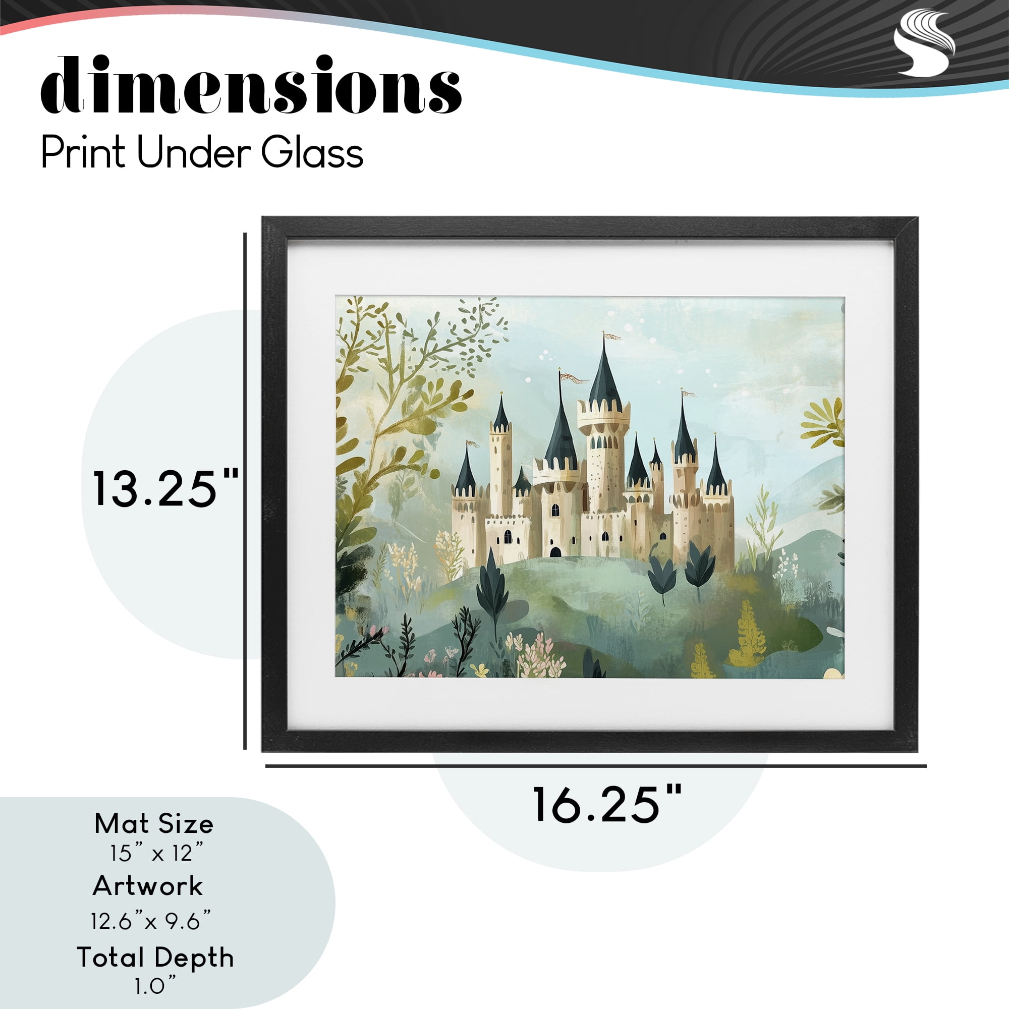 Stupell Industries Princess' Castle View Black Framed Print Under Glass, design by Christine Simpson Art