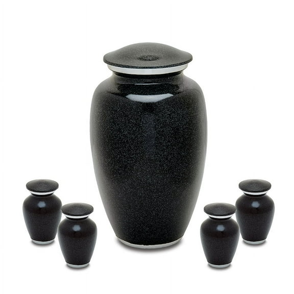 Urnsdirect2u Black Granite Adult with 4 Token Set, 232 cubic inches