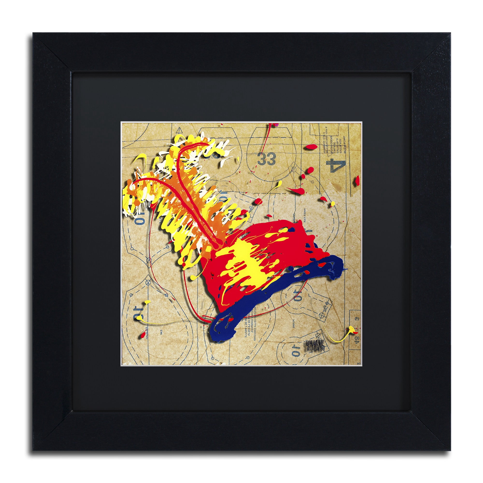Trademark Fine Art "Red Hat Orange Feathers" Canvas Art by Roderick Stevens, Black Matte, Black Frame