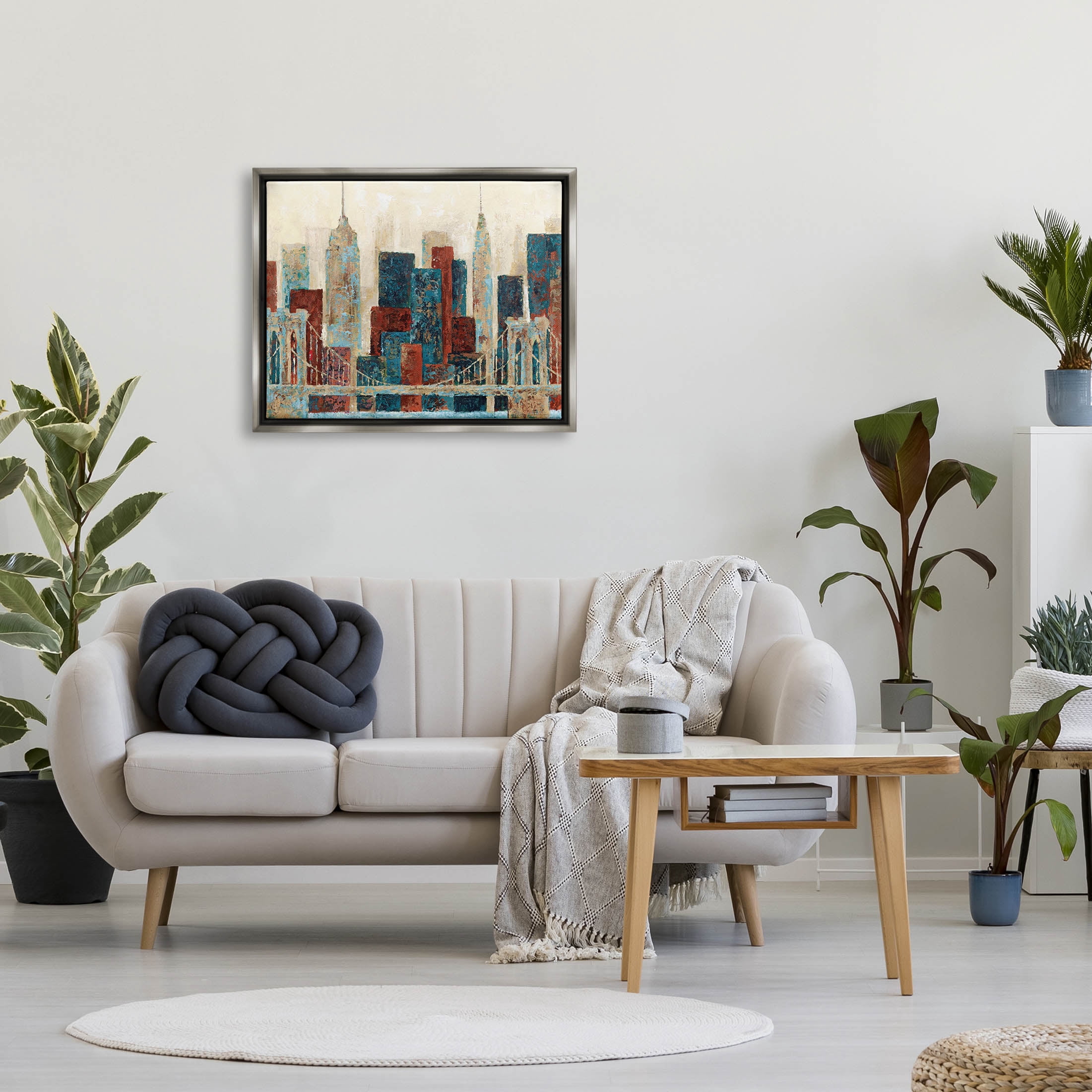Stupell Industries Urban City Bridge Architecture Painting Luster Gray Floating Framed Canvas Print Wall Art, Design by Cloverfield & Co.