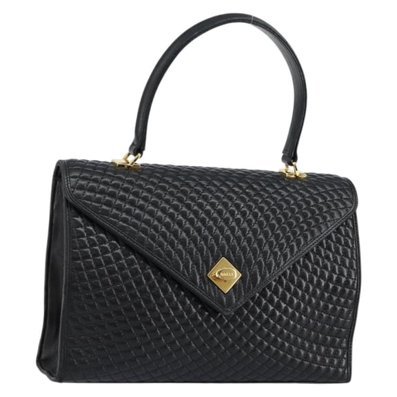 Pre-Owned Bally Vintage Flap Handbag Quilted Leather Black Leather Handbag