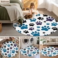 thumbnail image 6 of Blue Paw Print Large Area Rugs for Bedroom Living Room, Soft Non Slip Carpet Bedside Rug, Black Animals Cat Dog Colored Cartoon Round Floor Cover Kitchen Accent Rug 8' for Dining Room/Office, 6 of 9