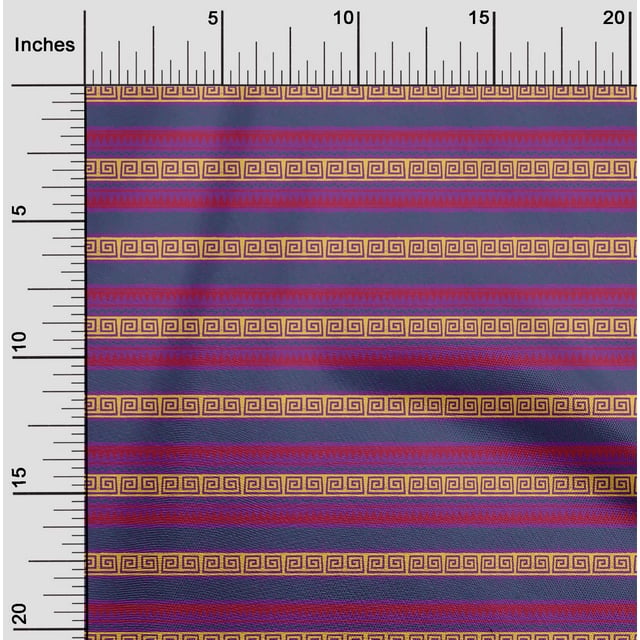 oneOone Cotton Poplin Fabric Chevron & Greek Key Block Print Fabric BTY 56 Inch Wide