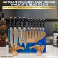 thumbnail image 3 of SliceElite Magnetic Knife Block Artisan-Finished East Indian Walnut & Blue Resin Holds Up To 20 Knives, 3 of 8