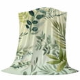 thumbnail image 6 of Green Blue Leaves Blanket Soft Cozy Warm Throw Blanket for Couch, Plush Fuzzy Flannel Fleece Blankets for Sofa, Summer Botanical Farmhouse Watercolor Leaf Bed Blankets Gifts for Men, 50"x80", 6 of 9