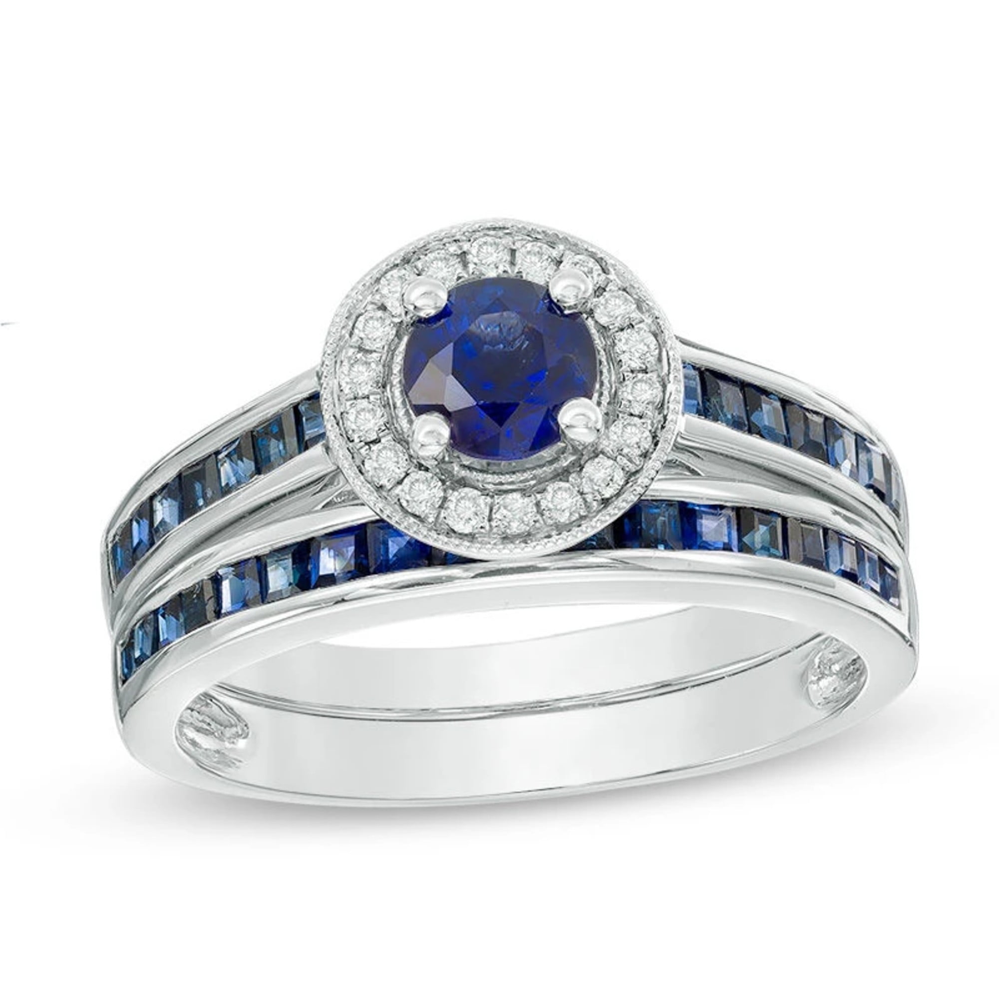 Goldia 5.0mm Blue Sapphire and Diamond Accent Frame