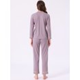 thumbnail image 4 of DARING DIVA Women's Cotton Ribbed Pullover V-neck Tops with Bottoms Pajama Sets 2XL Purple, 4 of 7