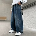 thumbnail image 2 of CONZONE Boys Baggy Jeans Wide Leg Casual Jeans for Child Y2K Elastic Waist Fall Streetwear Denim Pants with Pockets, 2 of 9