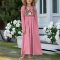 thumbnail image 3 of DISNIMO Pink Christmas Kids Dress Long Sleeve Lightweight Girls Long Sleeve Dresses Size 7-8 Swing Dress for Girls Print Midi Sun Dress with Pockets Kids Girls Frock Long Sleeve, 3 of 7
