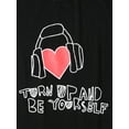 thumbnail image 5 of Ma Croix Womens Graphic Print Heart Headphones Lightweight T Shirt, 5 of 6