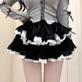 thumbnail image 2 of Wxolcjlv Women's Lace Ruffle Tiered Mini Skirt Elastic Waist Party Gothic Mini Skirts, 2 of 4