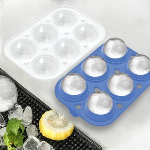 Ice Cube Trays (Set of 2), Sphere Ice Ball Maker with Lid & Large Square Ice Cube Maker for Whiskey, Cocktails and Homemade, Keep Drinks Chilled