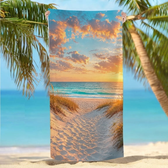 RKSupls Sand Dunes Beach Path Quickly Absorb Moisture Beach Towel - Ultra-Soft Microfiber Machine Washable, Ideal for Bathroom beach yoga