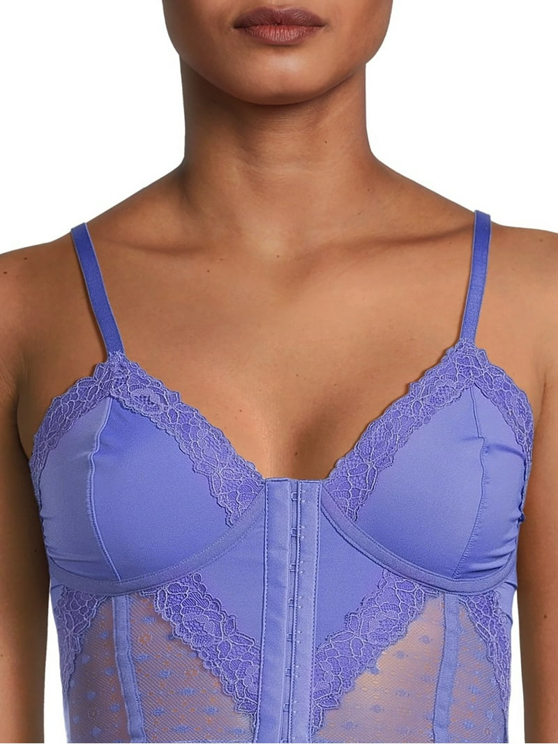 No Boundaries Juniors Lace & Dot Mesh Bustier - Walmart.com