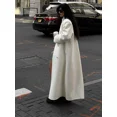 thumbnail image 4 of Abrigo elegante de talla grande blanco con solapa para mujer, abrigo largo informal de manga larga para otoño e invierno, prendas de vestir exteriores para ir al trabajo en la calle, 4 of 5
