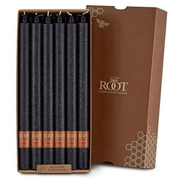 ROOT Candles Unscented Timberline™ Arista Taper Candles, 12-Inch Tall, Box of 12, Color: Black