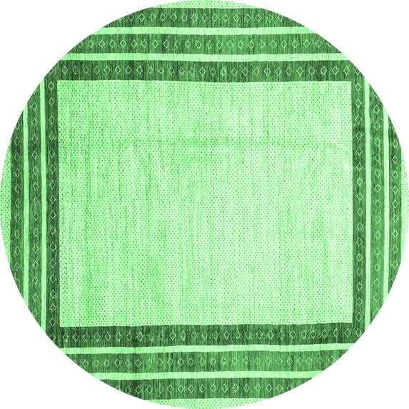 Ahgly Company Indoor Round Abstract Emerald Green Modern Area Rugs, 8' Round
