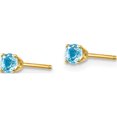 thumbnail image 2 of 14K Yellow Gold 3mm December/Blue Topaz Post Earrings (3 X 3) Made In India xbe48, 2 of 5