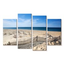 Elephant Stock Provincetown Beach Wall Art - Horizontal Multi Panel Canvas - Living Room Wall Decor - Beach Multi Panel - Beige And Blue Decor - 30" x 18"