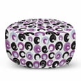 thumbnail image 1 of Modern Pouf Cover with Zipper, Paintbrush Blots Drawn by Hand, Soft Decorative Fabric Unstuffed Case, 30" W X 17.3" L, White Dark Grey Fuchsia, by Ambesonne, 1 of 5