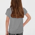 thumbnail image 4 of YOUYEDIAN Girls' Summer Cotton Linen T Shirts Crewneck Petal Short Sleeve Cute Casual Tops (Gray, 13-14 Years), 4 of 5