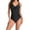 Black, variant on Tummy Control Swimsuits for Women Ruched One Piece Bathing Suit Front Drawstring Swimsuit Deep V Neck Modest Swimsuit