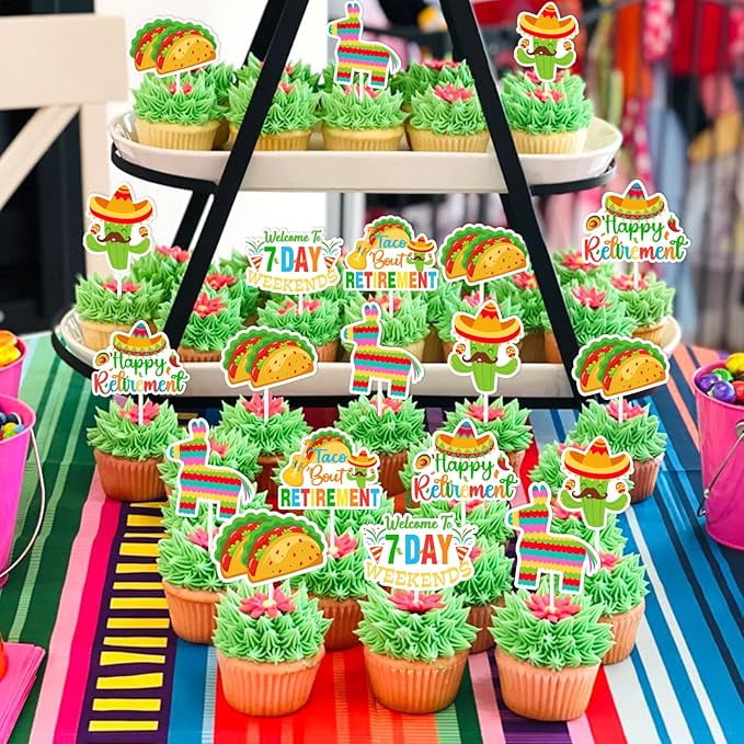 Gyufise 32 Pezzi Cupcake Topper Fiesta Messicana – Decorazioni Torta Con Cactus, Asino, Taco, Peperoncino, Sombrero E Baffi Per Baby Shower E Compleanni A Tema