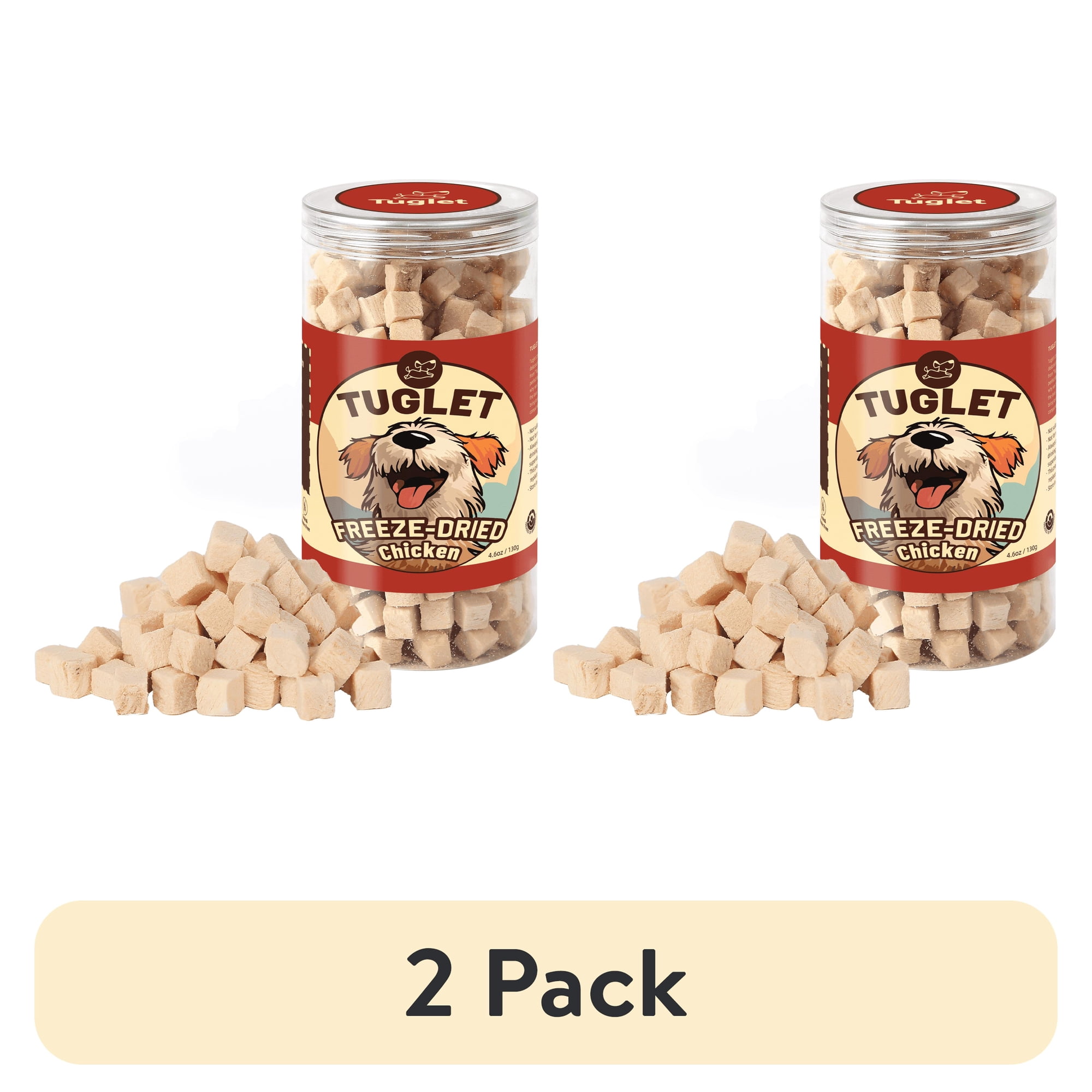 (2 pack) TUGLET Freeze Dried Chicken Dog Treat, Healthy Raw Single Ingredient Chicken Breast Food Toppers, 4.6 oz