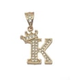 thumbnail image 3 of Cadena y dije de brillos con corona de oro laminado letra K, 3 of 7