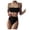 Black, variant on Hinvhai Plus size Swimsuits Women Solid Lace Bikini Set Push Up Swimsuit Beachwear Padded Swimwear Black S(S)